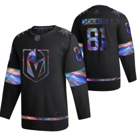 Män Ishockey Vegas Golden Knights tröja Jonathan Marchessault 81 2021-22 Iriserande holografisk Svart Authentic
